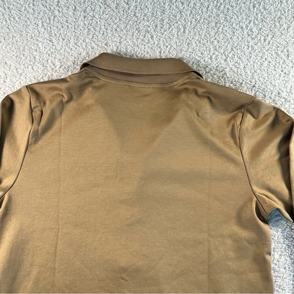 Women's Tan Long Sleeve Polo Shirt - Picture 4 of 12